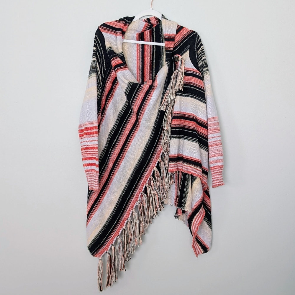 Wicked AF Manon Striped Multicolor Women's Tassel Hem Cardigan L - Picture 5 of 8